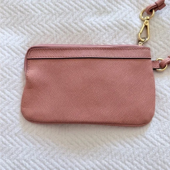 Calvin Klein Dusty Rose Wristlet Leather Clutch with Gold Hardware Like New - Picture 3 of 7